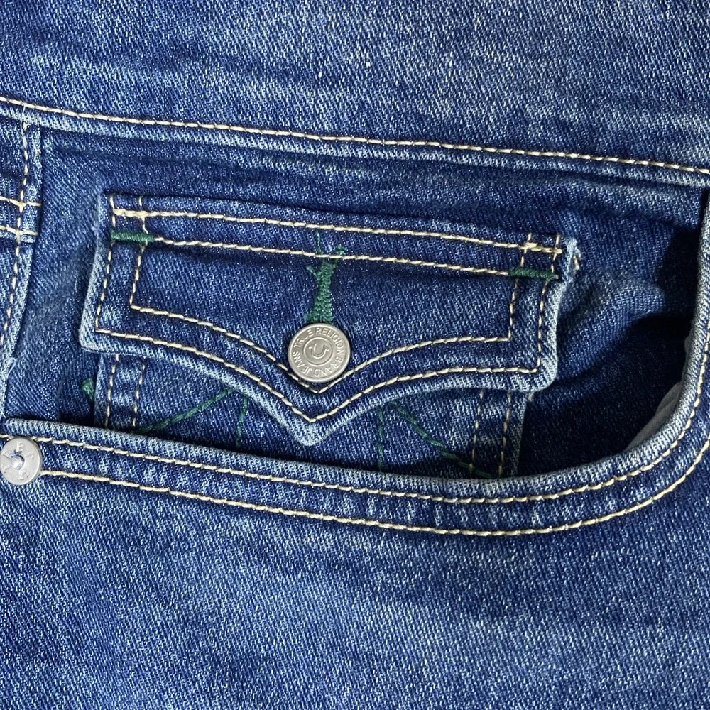 NWT True Religion Rocco Relaxed Skinny Jeans Mens 38x32 Blue Straight Leg Denim‎